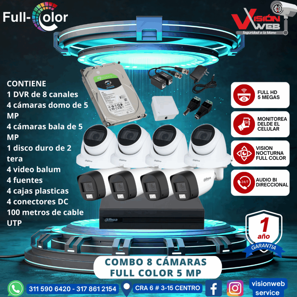 kit 8 camaras 5 megas